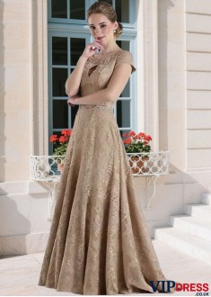 Scoop Neck Full Length Mother of the Bride Dress