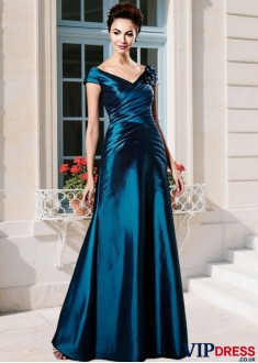 Elegant Taffeta V-Neck A-Line Mother of the Bride Dress
