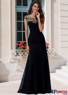 Jewel Neck Full Length Mother of the Bride Dress