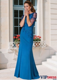 Bateau Neck Tulle Satin Mother Dress