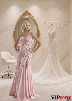 Pink Strapless A-Line Chiffon Mother of the Bride Dress – Prom Gown