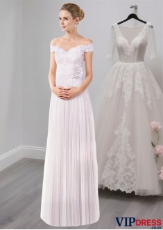 Off-the-Shoulder Tulle Lace Full Length A-Line Mother of the Bride Dress