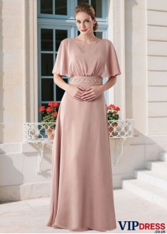 Elegant Pink A-Line Chiffon Mother of the Bride Dress