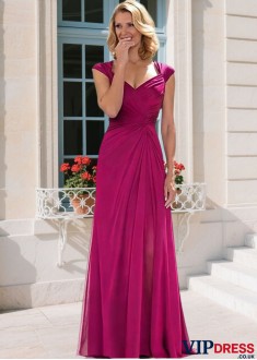 Cap Sleeve A-Line Mother of the Bride Dress Full Length