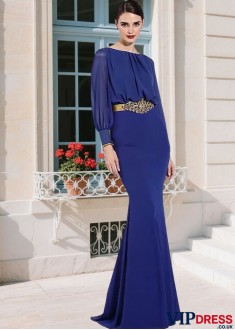 Chiffon Mother of the Bride Evening Dresses with Sleeves and Sash