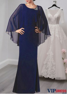 Jewel Neck Full Length Sheath Mother of the Bride Dress for Occasions