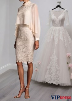 High Collar Lace Mother of the Bride Dress – Elegant Knee-Length Sheath Style