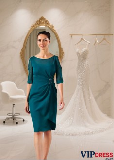 Sheath Bride Mother Dresses UK – Knee Length Wedding Attire