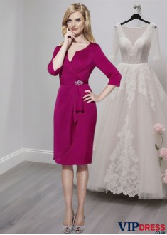 Elegant V Neck Knee-Length Chiffon Mother of the Bride Dress for Weddings