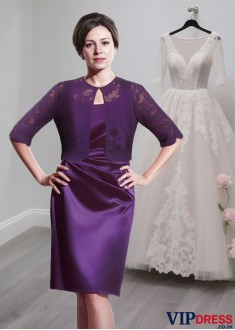 Scoop Neck Mother of the Bride Dress With Jacket – Knee-Length Sheath Dress