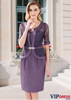 Elegant Lace Strapless Sheath Mother of the Bride Dress Jacket