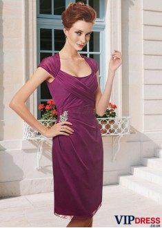 Knee-Length Cap Sleeve Mother of the Bride Dress