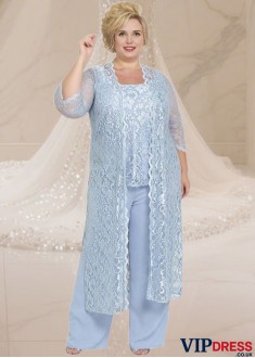 Elegant Three-Pieces Mother of the Bride Outfits – Lace Formal Outfit with Jacket