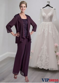 Chiffon Mother of the Bride Pantsuits/ Outfits with Jacket