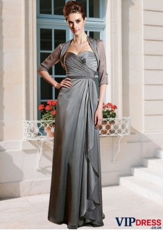 Elegant Satin Chiffon Mother of the Bride Dress Sweetheart A-Line Set