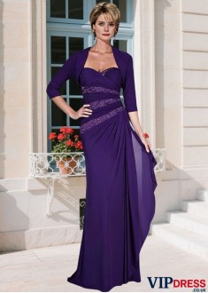 Elegant Purple Sweetheart Chiffon Mother of the Bride Dress with Jacket