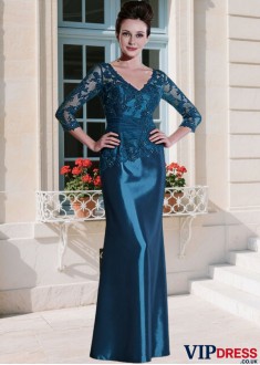Elegant V-Neck Mother of the Bride Dress Taffeta Sheath