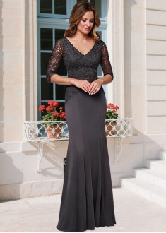 Illusion Sleeve Lace Sheath Mother of the Bride Gown