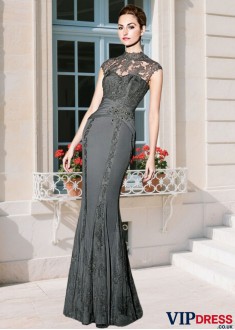 High Neck Sheath Mother of the Bride Gown Full Length