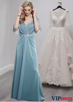 Elegant V-Neck A-Line Chiffon Mother of the Bride Dress – Prom Gown