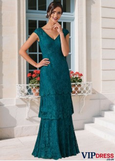 Lace Mother of the Bride Gown with Cap Sleeves
