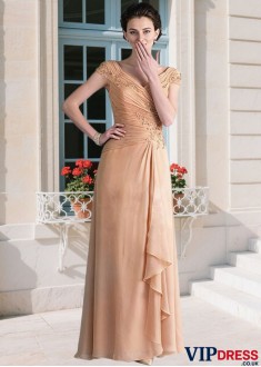 Elegant V-Neck Chiffon Mother of the Bride Dress A-Line