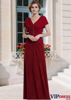 V-Neck Chiffon Mother of the Bride Dress Full Length