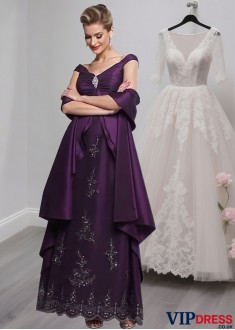 Chiffon V-Neck Mother of the Bride Outfits – Floor Length A-Line Elegant Gown