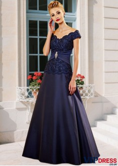 Elegant Off-Shoulder Mother of the Bride Dress Taffeta A-Line