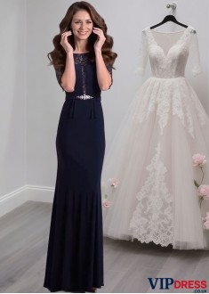 Lace Short Sleeve Mother of the Bride Dress – Sheath Eveing Gowns Online