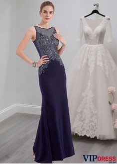 Elegant  Bateau Neck Tulle & Satin Full-Length Mother of the Bride Dress