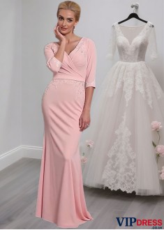Full Length Chiffon V-Neck Mother of the Bride Dress for Formal Occasions