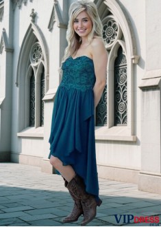 Short Chiffon Hi-Lo Bridesmaid Dresses | Sleeveless A-Line Gown