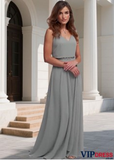 Elegant Spaghetti Straps Chiffon Bridesmaid Dress for Wedding Party