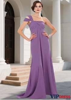 Elegant One Shoulder Bridesmaid Dress A Line Empire Waist Full Length