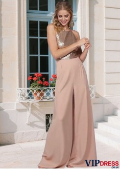 Sequin Bridesmaid Pantsuit for Wedding – Spaghetti Strap Women Suits