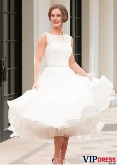 Short A-Line Wedding Dress with Bateau Neckline