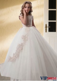 Tulle and Satin Floor-Length Ball Gown & Flower Girl Dresses