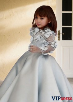 Tulle & Satin Flower Girl Dress – Floor-Length Ball Gown