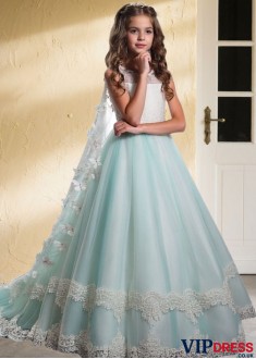 Flower Girl Dresses with Appliques – Floor Length A-Line Gowns