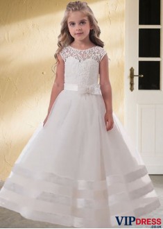 Lace & Tulle Flower Girl Dress | Ball Gown Floor-Length Wedding Outfit