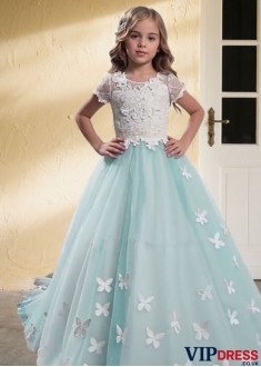 Lace A-Line Floor-Length Elegant Flower Girl Dresses with Appliques