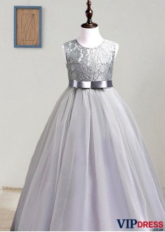Tulle A Line Floor-Length Flower Girl Dress – Elegant Wedding Gown UK