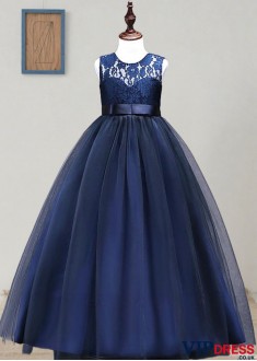 Tulle and Lace A-Line Flower Girl Dresses Floor Length
