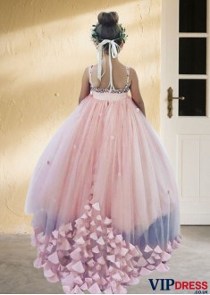 Pink Tulle Flower Girl Dresses – Elegant Floor Length Gowns