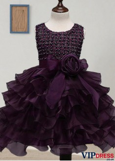 Purple Organza Flower Girl Dresses – Ankle Length Ball Gown UK