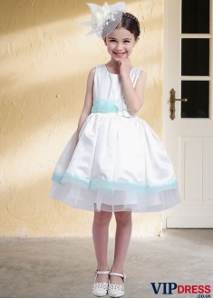 Satin Ball Gown Knee-Length Flower Girl Dresses Online