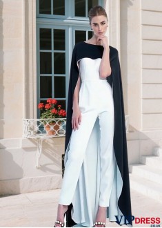 Elegant Scoop Neckline Sheath Pantsuits – Ankle Length Evening Suits