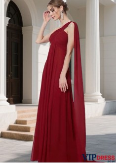 Elegant One Shoulder Empire Waist Chiffon Bridesmaid Dress for Wedding Party