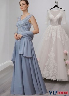 Sleeveless V-Neck Mother of the Bride Dresses with Appliques